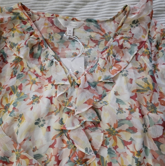 Laurn Conrad Floral Ruffle Blouse Size M. NWT - Picture 3 of 8